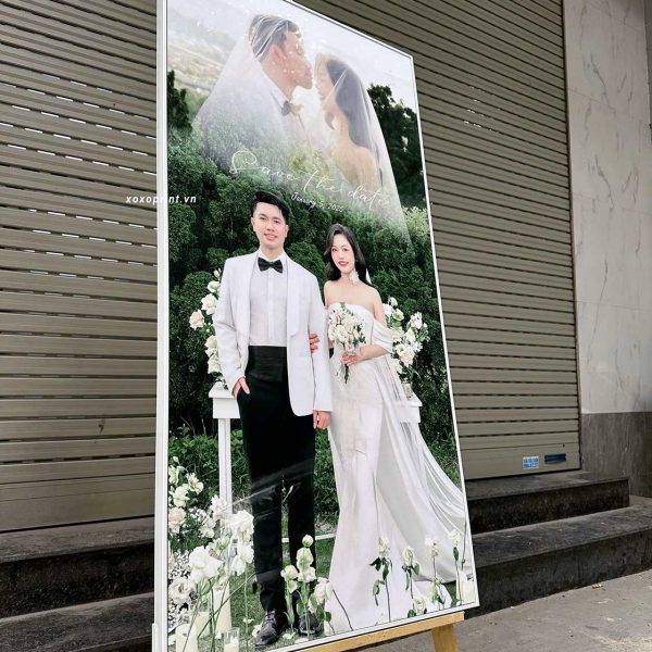 ảnh Cưới 60x120cm Khung Gỗ Nổi Trắng