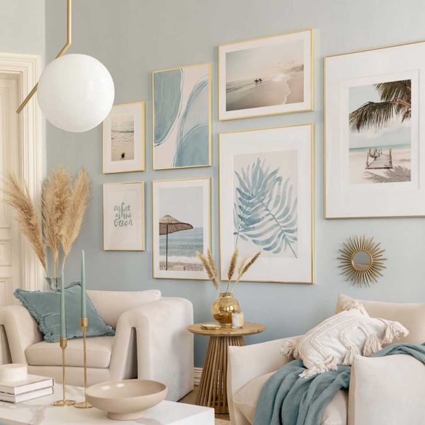 Blue Summer Gallery Wall With Quotes