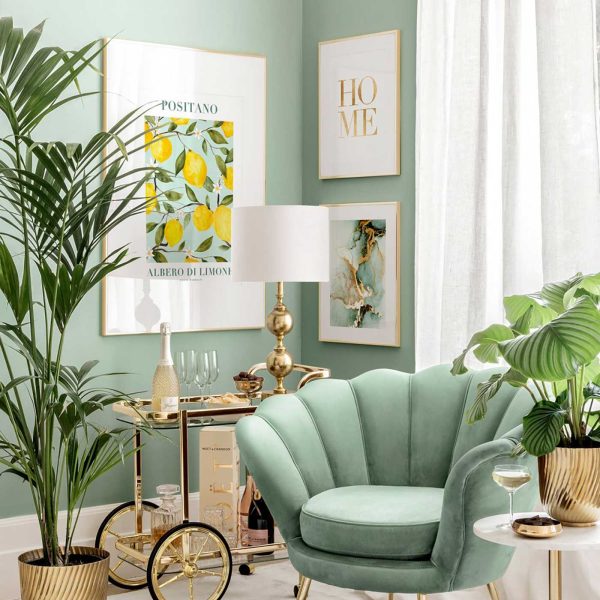 Tropical Gallery Wall With Yellow And Green